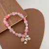 Strands Pink Crystal Pulsera de piedra natural Reiki Pulseras de energía Strand brazaletes para mujeres Bendición de bendición de salud Joyería de pulsera