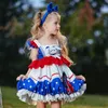 Kindercartoon falbala vlieghuls jurken lolita meisjes polka dots patroon lantaarn jurk zomer kinderen verjaardagsfeestje kleding z7842