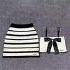 Striped Women Knitted Tank Dress Set Cropped Luxury Designer Knits Tops Skirt Outfits lETTER Tank Singlet Skirts Sexy Bandeau Singlets Dresses Set