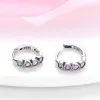 Boucles d'oreilles originales 925 couleurs argentées étincelantes zircon rose rose coeur étoile étoiles doubles boucles d'oreilles pour femmes bijoux de fiançailles de mariage