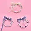 Dog Collars Cute Pet Pearl Necklace Bow Cat Collar Pets Accessories Adjustable Kitten Party Dress Up Harness Dogs Jewelry