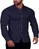 Koszulki męskie 2024 Slim Fit Shirt Business Casual Long Rleeve Button Lapel 5 kolorów duże S-6xl