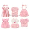 Rompers Born Baby Girl Clothes Dresses Summer Pink Princess Little Girls Clothing Sets For Birthday Party 0 3 Months Robe Bebe Fille Dhzln