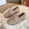Casual Shoes Designer Lamb Fur Flats Women Metal Chains Platform Moccasins Ladies Cozy Plush Cotton Winter Furry Loafers Big Size43