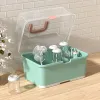 Tees Baby Flasche Aufbewahrung Trocknungsregal Tragbarer Pflegebox -Behälter Antidust -Schutzschale Abflussbrett mit Easy -Carry -Griff