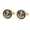 Ссылки Fashion New French Style Mufflinks Blue Black Gold Color Anchor Links Tie Clip Clip Business Коктейль -вечеринка мужские аксессуары