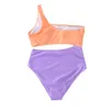 Nouveau maillot de bain de mode européen et américain de maillot de bain féminin sexy orange violet one morceau de maillot de bain