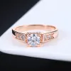 Bandas aaa+ zircão cúbico zircônia 4 garra anel de dedo do casamento para feminino dourado rosa cor de cristal de moda jóias aneis dwr051m