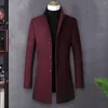 Vestes pour hommes simples moteur de laine de laine automne et gentleman d'hiver Trench Vêtements épaissis de couleur solide Business Blazer