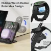 Laddare 4 i 1 trådlös laddare för Samsung Galaxy S23 S22 Ultra Fast Charging Dock Station för Galaxy Watch 6/5 Buds LED Alarm Clock