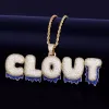 Necklaces Bubble Letter Custom Name Necklace for Men Blue Drippy Personalized Pendants Real Copper Zircon Hip Hop Jewelry Iced Out Charms