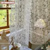 Franska gardiner spetsar för vardagsrum kräm retro wavy kant sovrum vikfönster flicka broderi gardin dörr 240422