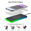 Cargers Car Беспроводное зарядное устройство 15 Вт быстро зарядка держателя антискизного коврика со светодиодной атмосферой для iPhone 13 14 Samsung S22 S21