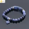 Stränge Csja Naturstein Sodalit Armbänder Perlenarmband für Frauen Menschen lieben Herz blaue Perlen dehnen heilende buddhistische Gebet F109