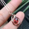 Necklaces MeiBaPJ Real Natural Garnet Flower Pendant Necklace with Certificate 925 Solid Silver Red Stone Fine Charm Jewelry for Women