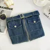 Frauen Tanks Amerian Chic Denim Tanktop für Frauen lässige ärmellose trägerlose Camisloles Sommer Damen nackte Mittleren Riff Gallus Drop