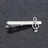 Bow Ties Fashion Korean Glasses Men Metal Musical Note Tie Clip Silver For Dance Bar Business Wedding Gift Statement Jewelry Collar