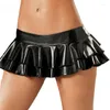 Skirts 2024 Skirt Women Pole Dancing Club Wear Short 9 Colors Patent Leather Micro Mini