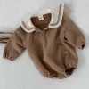 Moda de outono da moda de outono bebê garoto menino garotas recém-nascidos meninos meninas de manga comprida algodão macacão marinho estilo primavera para crianças roupas
