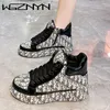 Casual Shoes 2024 Fashion Sneakers Flat High Quality Luxury Rhinestone Decorated Leather Upper Heightening Platform Womens