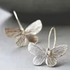 Dangle Chandelier Retro Trend Women Drop Earrings Silver Color Hand Carved Pattern Butterfly Earring Fine Engagement Jewelry Gift H240423