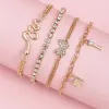 Strands Boho Multilevel Bracelets For Women New Vintage Geometric Goldplate Snake Eagle Pharaoh Crystal Butterfly Lock Jewelry Gift