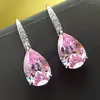 Choucong varumärke dingle örhängen lyxiga smycken bedövning 925 sterling silver vatten droppe rosa topas cz diamant ädelstenar fest kvinnor bröllop droppe örhänge gåva