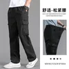 Cargo Pants Mens Loose Straight Oversize Clothing Solid Grey Versatile Work Wear Black Joggers Cotton Casual Male Trousers 240409