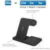 Laddare 20W Wireless Charger Stand för Apple Watch 7 AirPods Pro 3 i 1 Fast Charging Dock Station för iPhone 14 13 12 11 XS 8 IWATCH