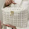 Grand sac de maquillage en tissu tissé pour voyager à la mode de poche cosmétique Organisateur élégant et pratique 240422