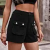 Jeans pour femmes shorts d'été femme cargo mince hauteur taille grandes poches américaines sweet lâches sexy couleurs solides quotidiennes