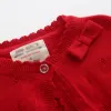Czapki Bow Red Baby Girl Cardigans Kurtka swetra Baby Girl Płaszcz 1 2 3 4 lata.