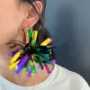 Earrings Mardi Gras Festivals Parade Dress Glitter Ball Hoop Earrings for Women Outdoor Karneval Gift