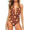 Costumi da bagno femminile con costume da bagno a frutta luminosa floreale e limone spinta sexy a un pezzo a v consuetudine da bagno elegante abbigliamento da spiaggia più dimensioni