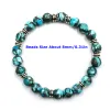 Brins 1pc régénérer la turquoise avec des perles rondes en alliage 8 mm bracelet élastique pour le bracelet de fêtard quotidien