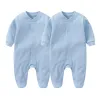 Tek parça yeni doğan bebek romper pamuk 2/3pcs düz renk unisex bebek kız giysileri set pijamalar oneck bebek bebek kıyafetleri tam kollu sonbahar