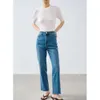 ClassicCut Fashionable Denim Womens High Waist Tassel Straight leg Jeans