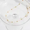 Strands Elegant Baroque Freshwater Pearl Beaded Choker Bracelet Necklaces For Women Waterproof Stainless Steel Collar Jewelry Gift