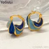 Earrings Modern Jewelry Pretty Design High Quality Brass Metal Geometric Blue Earrings For Girl Women Gift 2023 Trend New Accessories