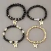 Brins 4 PCS / Set Bohemian Crystal Beads Gemstone Strand Bracelets ethnique Bracelet Bracelet Bracelet Bracelet pour femmes Girls Bracele
