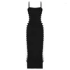 Casual Dresses Nightclub Style Sexig ihålig Suspender Dress Cutout Slip for Women