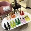 Klassiker Luxusmarke Sandals Designer Schuhe Mode-Slides High Heels Blumenbrokat Echtes Leder mit hohen häuslichen Frauen Schuhe Sandale von Top99 S614 005
