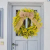 Decoratieve bloemen kunstmatige gele bladkrans veer voor voordeur binnen en buiten