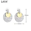 Charm LAYA 2024 Hot EuropeAn-American Style Round White Gold Contrast Size Earrings Simple Drop 925 Silver Needle Copper Woman Y240423