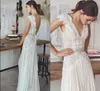 Abiti da sposa boho Lihi Hod 2018 abiti da sposa bohémien con maniche a berretto e gonna a v sul collo eleganti abiti da sposa a-line bassisti