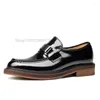 Klänningskor Fashion Men's Loafers Luxury äkta läderslip på svartblå formella män kontor bröllop casual oxford