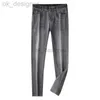 Designer de jeans masculin Fashion Fashion Warhorse gris gris lavé élastique pour hommes slim fit small small pieds décontracté pantalon masculin