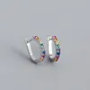 Earrings New Fashion Cute Minimal Rainbow Hoop Earrings Multicolor Zirconia Small Geometric Earring Jewelry Female Trendy Thin Ear Hoops