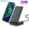Laders 30W Wireless Charger Stand Pad voor iPhone 13 12 11 Pro X XS Max XR 8 Plus Samsung S22 S21 Inductie Fast Laying Dock Statio