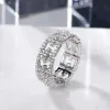 Bandas Huitan elegantes femininas brilhante anéis de casamento completos pavimentados cz brilhantes promessa amor anel versátil jóias de jóias de alta qualidade